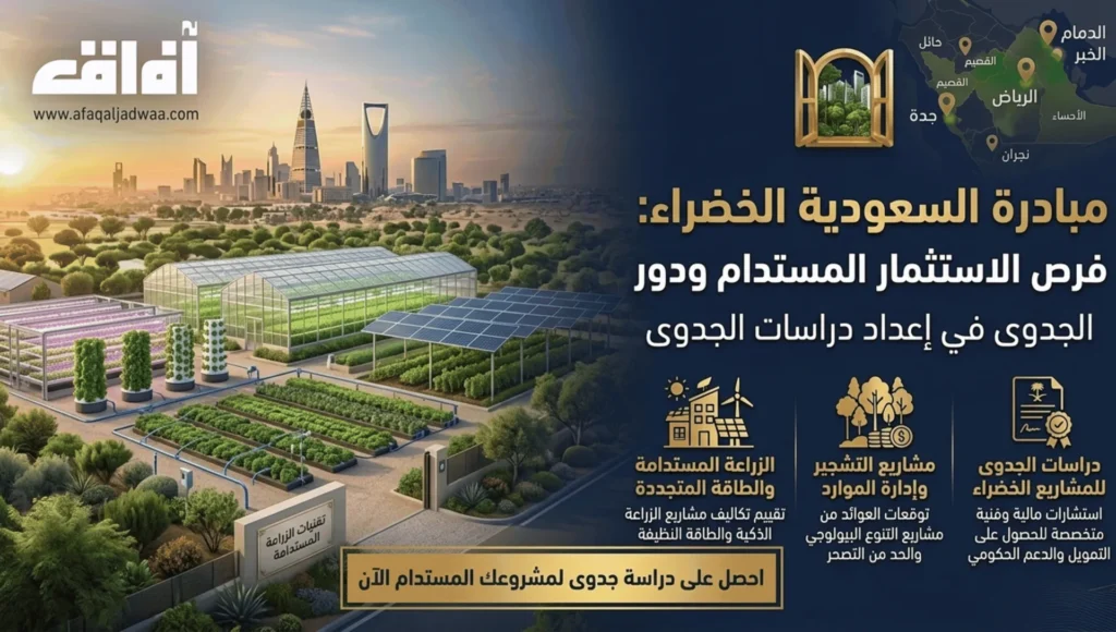 مبادرة السعودية الخضراء: فرص الاستثمار المستدام ودور آفاق الجدوى في إعداد دراسات الجدوى